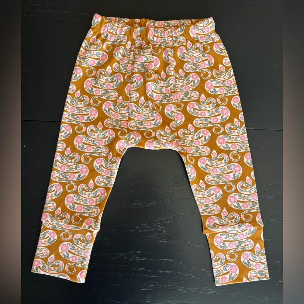 Kate Quinn classic panda pant - pink floral snake, organic cotton interlock